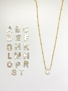 mother of pearl initial necklace